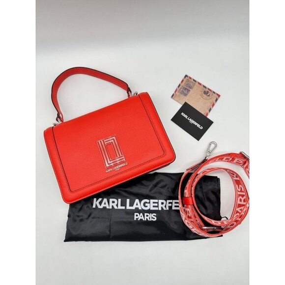 KARL LAGERFELD Paris Simone leather small crossbody bag -Red /Vermillon (Used) - Picture 10 of 14